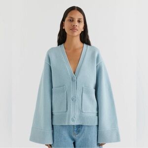 Axel Arigato Light Blue V-Neck Button Cardigan
